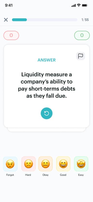 A1 Study flashcard screen